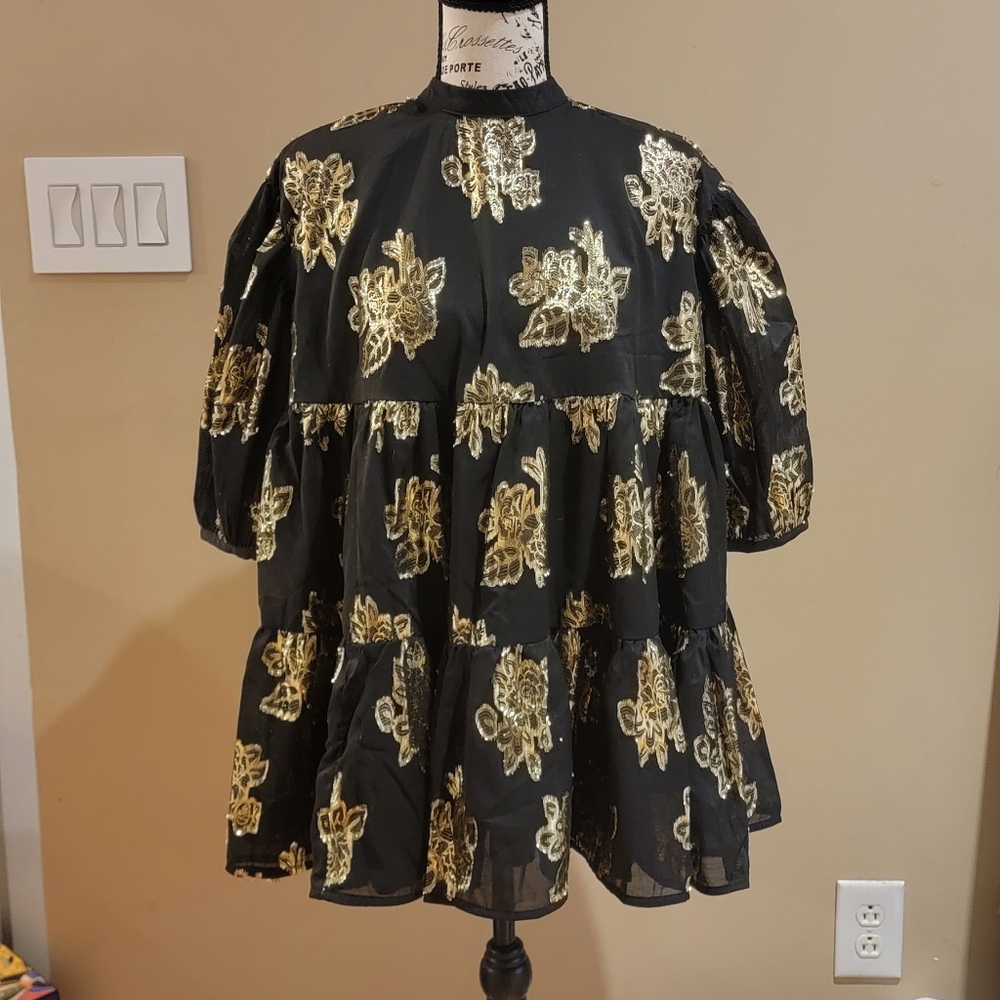 Girls Special Occasion Dress Black and Gold Next Imported from London